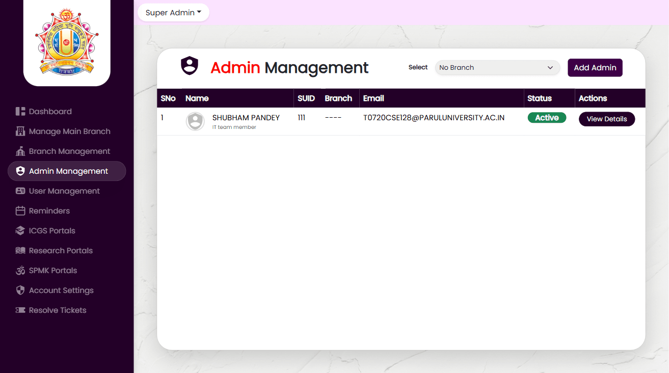 SGRS SUPERADMIN