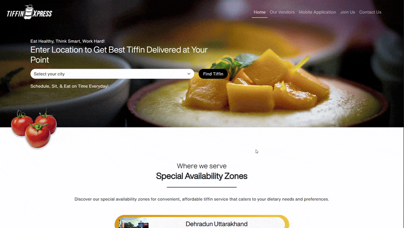 TiffinXpress Website